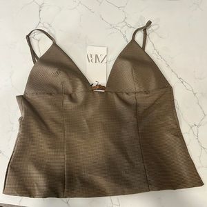 New With Tags Zara Checkered Top